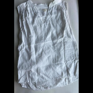 Dylan | White Sleeveless 100% Linen Womens Shirt - Size S